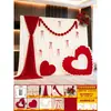 Decoración de boda, bata de mañana, fondo para fotos, escena de boda, montaje de habitación nupcial, dormitorio, decoraciones en forma de corazón y arreglos florales