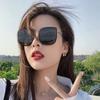 Lentes de Sol para Mujer, Estilo Coreano Moderno Coreano Bibi Lentes de Sol con Montura Cuadrada Grande, Gafas Estilo Celebridad de Internet Blanco Roto