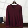 Suéter de cachemira para hombre para otoño e invierno, cuello en V, corte holgado, cuello alto, adecuado para uso business casual, camiseta base de lana para hombre