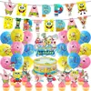 Decoración de Fiesta de Cumpleaños Infantil con Tema de Bob Esponja Banderín Banderín para Pastel Globo Decoración Traje