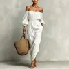 Mono Elegante de Moda Otoño-Invierno 2026 Europeo y Americano, de Hombros Descubiertos, Ceñido a la Cintura, con Mangas Abullonadas, de Venta Caliente para Viajes