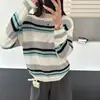 Suéter de Punto Rayado de Moda para Mujer 2026 Primavera y Otoño, Versátil, Adelgazante y Juvenil