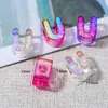 Cuentas de Acrílico Transparente con Chapado de Color de 6 mm con Agujero Grande Letras Inglesas Cuentas Sueltas para Accesorios de Joyería DIY Pulsera Collar