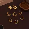 Brincos Femininos de Aço Inoxidável Banhados a Ouro 18K, Geométricos, Vazados, Torcidos, Camadas, High-End, Transfronteiriços
