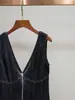[En Stock] Vestido Largo de Mezclilla A-Line sin Espalda con Cremallera, Estilo Verano Nuevo, Personalizable para Mujer