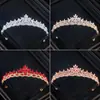 Suministro Directo de Fábrica Cristal Ojo de Caballo Hoja Corona de Novia Aleación Coreana Tocado de Pasarela Corona para Vestido de Novia Venta al por Mayor