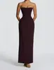 Verano Europeo y Americano mujeres nuevo moda transfronteriza elegante y hermoso abertura calle color liso vestido largo