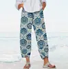 2026 Novo Modelo Temu Amazon Site Independente Transfronteiriço Estampa Digital 3D Calça Cropped Casual para Mulheres Elasticidade nas Quatro Direções Verão