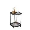 Mesa Lateral Carrinho de Vidro Móvel de Luxo Mesa de Centro Pequena para Sala de Estar Sofá Mesa de Cabeceira para Quarto Estilo Francês Leve Luxo