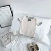 Nuevo Vestido de Verano de Manga Corta para Niñas Estilo Coreano con Borde de Oreja de Madera Nuevo Top de Seda de Hielo Estilo Occidental Top Fresco con Lazo Combinable