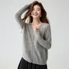 Cárdigan de punto GNC con ~ % cachemira % seda de morera, con diseño calado, suéter fino y holgado para mujer