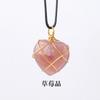 Pingente de Ouro de Amor de Cristal Natural Pedra de Cristal Polido Coração de Ouro Colar de Coração de Seda Pingente Atacado
