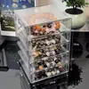 Caja organizadora de cajones transparente estilo Ins para escritorio, joyas, pulseras, cosméticos, estante acrílico a prueba de polvo