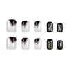 Uñas Postizas de Venta Caliente Transfronteriza con Etiqueta Dorada Negra y Blanca, Puntas de Uñas Estilo Francés Sencillo, 24 Piezas Uñas Postizas Estilo Europeo y Americano al Por Mayor