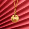 En Stock Entrega Rápida Nuevo Colgante de Fortuna Carácter Dorado Estilo Chino, Colgante de Paz, Accesorio de Collar de Moda Estilo Antiguo para Hombres y Mujeres