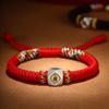 Pulsera Benmingfo Nudo Diamante Zodiaco Plata Cuerda de Mano para Hombres y Mujeres Cuentas Haoyun Cuerda Roja Benmingnian para Hombres y Mujeres