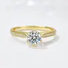 Anillo Clásico Transfronterizo Europeo y Americano de Diamantes de Seis Garras Plata Esterlina S925 Anillo Regalo de Cumpleaños Anillo de Bodas Lujo Accesible Joyería de Moda Simple