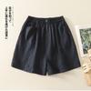 Tiro Real de Pantalones Anchos de Algodón y Lino, Holgados y Adelgazantes, Pantalones Finos de Verano de Cinco Puntos que Cubren la Carne, Pantalones de Mujer de Cintura Alta, Shorts, Pantalones Casuales