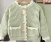 Conjunto de Suéter y Cárdigan de Punto para 9 Niñas, Nuevo Estilo Otoño 2025, Conjunto de Dos Piezas para Niñas Pequeñas, Conjunto de Cárdigan de Punto