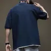 Camisa polo de manga corta para hombre camiseta azul marino de talla grande de alta gama para hombre polo de verano para niño ropa de verano