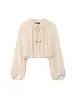 Top de chifon transfronteiriço de comércio exterior com gola franzida e mangas bufantes com detalhe de amarração + saia longa de chifon de cintura alta com amarração lateral e barra completa