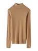 Camiseta Base de Punto de Cachemira para Mujer, Ajuste Delgado, Color Sólido, Suave y Amigable con la Piel, Top con Cuello Semi Alto, Nuevo Estilo Otoño e Invierno