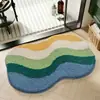 Alfombrilla de baño estilo vintage, alfombrilla de cachemir sintético, alfombrilla absorbente de agua antideslizante, alfombrilla de rejilla geométrica, alfombrilla de suelo para baño en stock