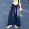 Calça Wide Leg Feminina com Design de Borda de Orelha de Madeira Francesa Verão 2026 Leve Respirável Fashionável Elegante Casual A12858