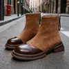 Botines de suela gruesa, tacón robusto, forro de felpa, corte ajustado, con cremallera trasera, nuevo estilo otoño/invierno 2026 para mujer, botas Martin de moda y populares