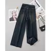 Jeans de Pierna Ancha Sueltos de Cintura Alta de Alta Elasticidad para Mujeres Ropa Exterior de Otoño Invierno para Mujer 2026 Nuevos Pantalones Largos Casuales de Talla Grande Adelgazantes