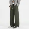 Soporta personalización de logo para pantalones de trabajo de algodón puro para hombre, pantalones deportivos de pierna recta y ancha para otoño, pantalones casuales para hombre