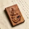 Colgante de Madera Rayada Natural con el Dios de la Riqueza Zhao Gongming, Tallado en 3D, Estilo Taoísta, con Cuerda, para Colgar en el Coche