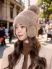 Chapéu de Lã com Proteção para Orelhas Feminino de Inverno Plus Veludo Espessado Quente Malha Moda Versátil Fofo Chapéu para Exterior Atacado