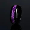 Anillo de Acero Inoxidable de Moda Personalizado con Flor Morada de Ópalo de Venta Caliente Transfronteriza 8mm Floral Negro Morado