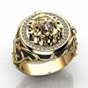Anillo de león con circón y diamantes de imitación de Jin Jiahua, estilo punk europeo y americano, anillo dominante de oro de 18 quilates con el Rey León.