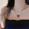 Estilo Doce e Cool Costura de Garra de Fantasma Colar de Coração Vermelho Design Estilo Desejo Puro Sensação Temperamento Corrente de Clavícula Versátil Acessórios Exagerados