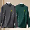 Tops de otoño e invierno con cuello semi-alto, forro polar de doble cara, capa interior ajustada de negocios, camiseta base cálida, camiseta de manga larga para hombre