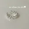 Anillo Abierto de Círculo Hueco de Plata de Ley S925 Ounihan para Mujer, Diseño de Nicho, Anillo Delgado Simple y Versátil para el Dedo Índice