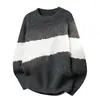 2026 Invierno Nuevo Suéter de Punto para Hombre Cuello Redondo Bloque de Color Moda Juvenil Casual Capa Base