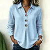 Moda Feminina Cruzada Europeia e Americana para Primavera e Outono de 2026 Nova Blusa Solta Amazon Cor Sólida Gola Camisa Botões Franzido Manga Longa