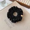 Elástico de cabelo texturizado plissado cor sólida dourada com logo, versátil, para coque na nuca, tipo "intestino grosso"