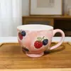 Taza de gran capacidad personalizada de fábrica con rayas verticales, taza de cerámica para oficina, taza de leche y café de alta apariencia