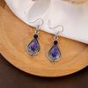 Pendientes de piedra de ojo de gato de estilo étnico retro transfronterizo europeo y americano, estilo palaciego, bohemio, con hebilla de oreja de gota de agua, pendientes de amor