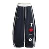 Calça de Moletom Unissex Wide Leg com Letras de Coração Americanas, Caimento Solto, para Dança Jazz, Casual, Emagrecedora, Longa