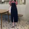 Vestido corto vintage de mezclilla con abertura para mujer, nuevo vestido de tirantes de verano, estilo dulce y fresco, línea A, longitud media, adelgazante