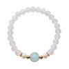 Coração de Menina Original Ágata Branca Cristal Mão com Círculo Único Cristal Rosa Calcedônia Azul Pulseira de Presente Joias Atacado