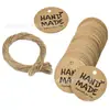En Stock Vintage Hecho a Mano Redondo Forma de Corazón Papel de Cobre Papel Kraft Etiquetas Colgantes DIY Mensaje para Hornear Empaque de Regalo