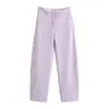 Roupas femininas europeias e americanas transfronteiriças, populares no AliExpress, jaqueta roxa casual da moda com zíper + calça de perna larga curva
