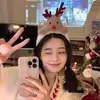 Diadema Linda de Reno Navideño Muñeca Cornamentas de Mujer Sello para el Cabello Diadema para Lavarse la Cara Accesorios Peludos Otoño e Invierno Tocado