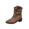 Novidades Outono/Inverno 2026: Botas de Cano Curto Estilo Cowboy Western Retrô em Estilo Coreano, Botas Chelsea Inspiradas em Wasteland, Botas de Cano Curto Emagrecedoras